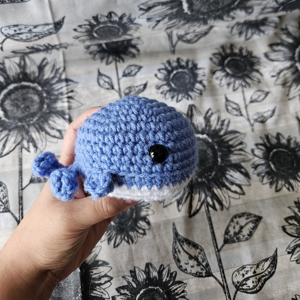 Crochet Blue Whale Amigurumi Doll Plushie - Picture 3 of 7